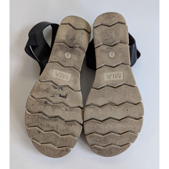 Mia Adley Black Leather Wedge Sandal Women's Size 9 - Picture 6 of 6